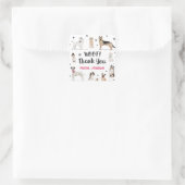 リアルな水彩犬の誕生日パーティーありがとう スクエアシール (バッグ)