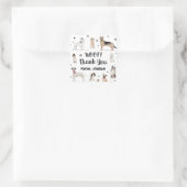 リアルな水彩犬の誕生日パーティーありがとう スクエアシール (バッグ)