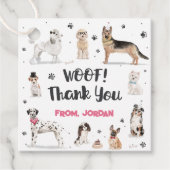 リアルな水彩犬の誕生日パーティーありがとう フェイバータグ (正面)