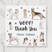 リアルな水彩犬の誕生日パーティーありがとう フェイバータグ (正面)