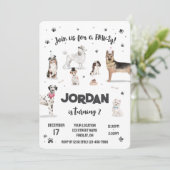 リアルな水彩犬の誕生日パーティー、どんな年齢でも 招待状 (スタンド正面)