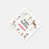 リアルな水彩犬の誕生日パーティー、任意の年齢 スタンダードカクテルナプキン (角)