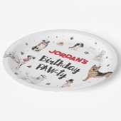 リアルな水彩犬の誕生日パーティー、任意の年齢 ペーパープレート (アングル)