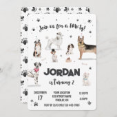 リアルな水彩犬の誕生日パーティー、任意の年齢 招待状 (正面/裏面)