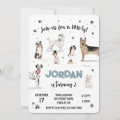 リアルな水彩犬の誕生日パーティー、任意の年齢 招待状 (正面)