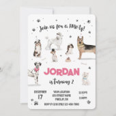 リアルな水彩犬の誕生日パーティー、任意の年齢 招待状 (正面)