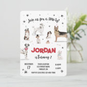 リアルな水彩犬の誕生日パーティー、任意の年齢 招待状 (スタンド正面)