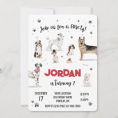 リアルな水彩犬の誕生日パーティー、任意の年齢 招待状 (正面)