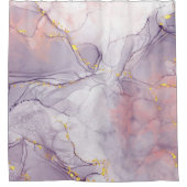 リアルな液体大理石と金ゴールド シャワーカーテン (正面)