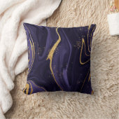 リアルな液体紫色の大理石と金ゴールド クッション (ブランケット)