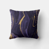 リアルな液体紫色の大理石と金ゴールド クッション (裏面)