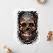 リアルな炎のファンタジースカル ノートカード (正面/裏面インサイチュ)