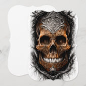 リアルな炎のファンタジースカル ノートカード (正面/裏面)