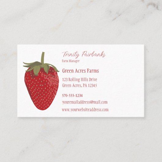 リアルな熟した赤いちご果実グラフィック 名刺 (正面)