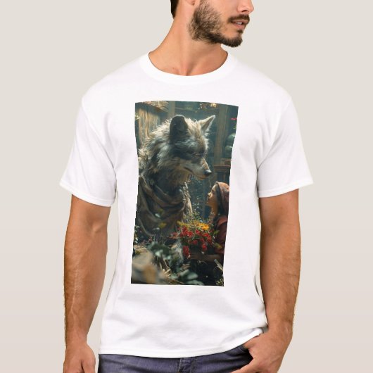 リアルな狼の変装グラフィックTシャツ Tシャツ (正面)