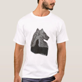 リアルな狼の鉛筆画デザインTシャツ | 狼の絵 Tシャツ
