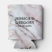 リアルな白とバラ金ゴールドの大理石テクスチャ 缶クーラー (裏面)