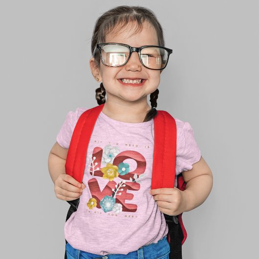 リアルな紙アートで愛の言葉&花 Tシャツ