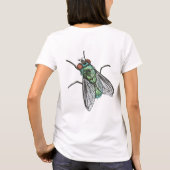 リアルな緑のハエのマシーン刺繍デザイン インセクト Tシャツ (裏面)