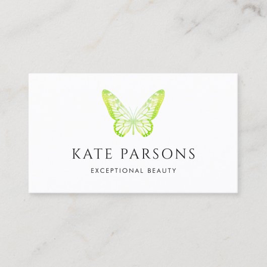 リアルな緑の蝶ピンク 名刺 (正面)