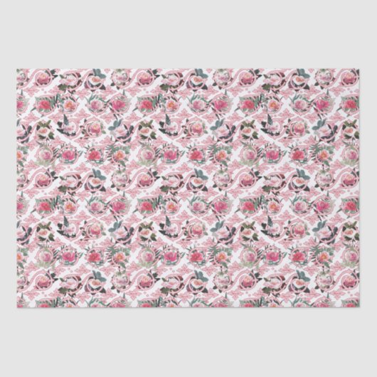 リアルな花のピンクのフィリグリー・ティッシュペーパー 薄葉紙 (正面)