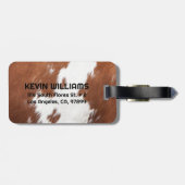 リアルな茶色と白の牛革のテクスチャモノグラム ラゲッジタグ (裏面横)