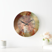 リアルな茶色のフェイク大理石模様2 ラージ壁時計 (ホーム)