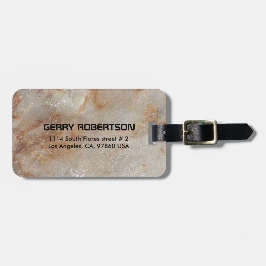 リアルな茶色フェイクの大理石模様 ラゲッジタグ (正面横)