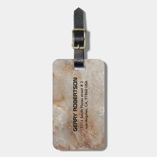 リアルな茶色フェイクの大理石模様 ラゲッジタグ (正面縦)