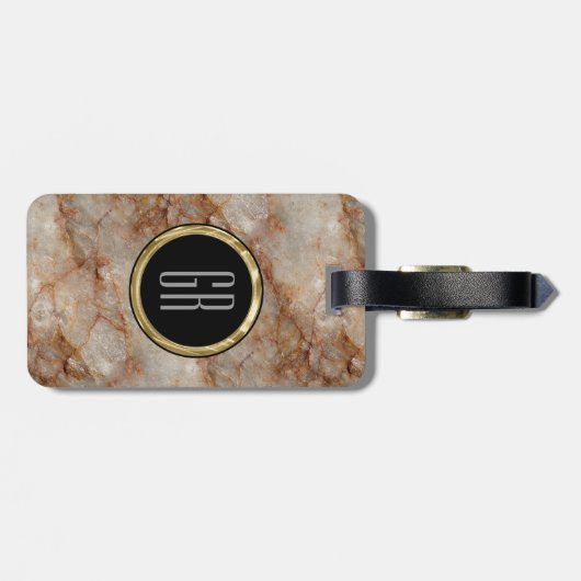 リアルな茶色フェイクの大理石模様 ラゲッジタグ (裏面横)