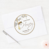 リアルな蜂の巣蜂蜜ドリップラベルホワイト ラウンドシール (封筒)