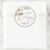 リアルな蜂の巣蜂蜜ドリップラベルホワイト ラウンドシール (バッグ)