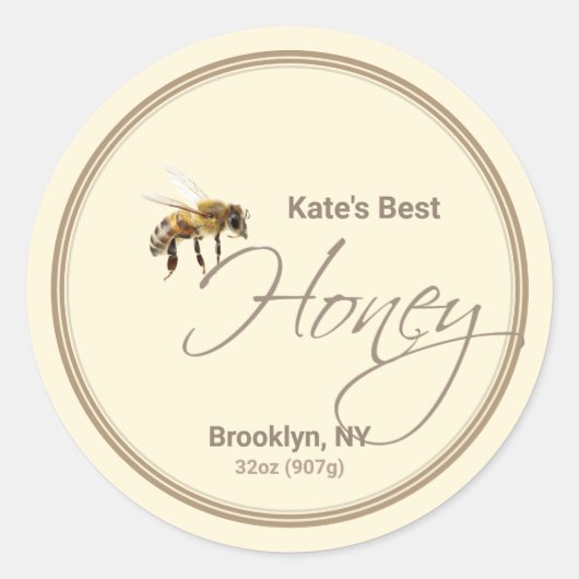 リアルな蜂の巣蜂蜜ドリップラベル ラウンドシール (正面)