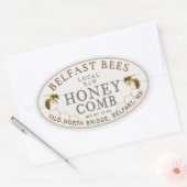 リアルな蜂ラベル付き楕円形ローカルハニカム 楕円形シール (封筒)