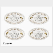 リアルな蜂ラベル付き楕円形ローカルハニカム 楕円形シール (シート)