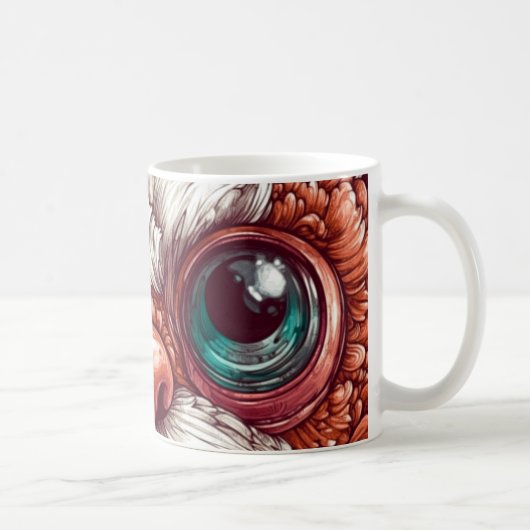 リアルな表現力のある大きな目で、 コーヒーマグカップ (右)