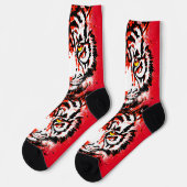 リアルな赤いタイガーヘッドソックス – タイガーソックス ソックス (左)