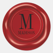 リアルな赤いワックスのメダリオン モノグラム 名前 ラウンドシール (正面)