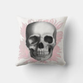 リアルな赤と白スカルのゴシックデザイン クッション (裏面)