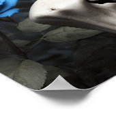 リアルな青のバラフローラスケルトン ポスター (角)
