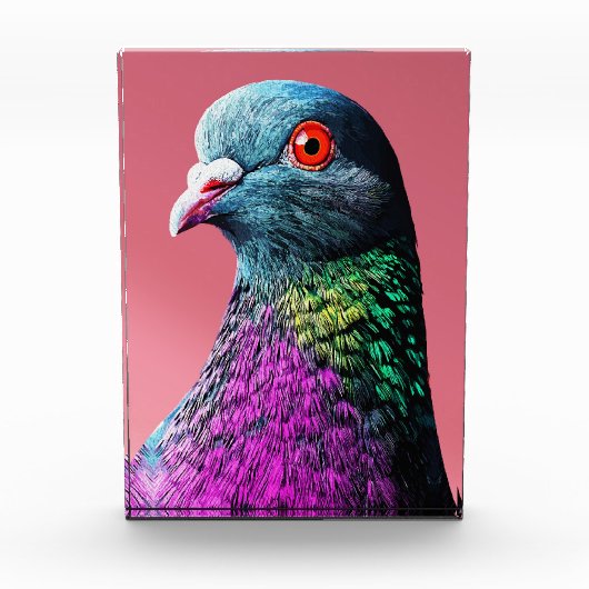 リアルな鳩の肖像画: 華麗なる鳩のマジェスティ フォトブロック (正面)