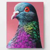 リアルな鳩の肖像画: 華麗なる鳩のマジェスティ フォトプラーク (正面)