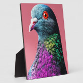 リアルな鳩の肖像画: 華麗なる鳩のマジェスティ フォトプラーク (側面)