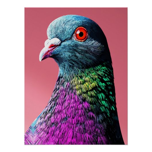 リアルな鳩の肖像画: 華麗なる鳩のマジェスティ ポスター (正面)