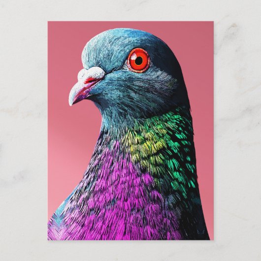 リアルな鳩の肖像画: 華麗なる鳩のマジェスティ ポストカード (正面)