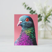 リアルな鳩の肖像画: 華麗なる鳩のマジェスティ ポストカード (スタンド正面)