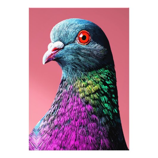 リアルな鳩の肖像画、華麗な鳩のマジェスティ フォトプリント (正面)