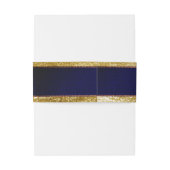 リアルな麻の織物 テクスチャー ラスティック ゴールド & ネイビーブルー 招待状ベリーバンド (裏面例)