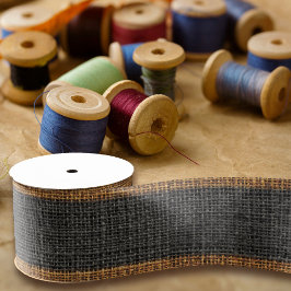 リアルな麻布のテクスチャ シンプルで素朴なチャコール グログランリボン