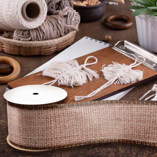 リアルな麻布のテクスチャ シンプルなラスティック ブラッシュピンク サテンリボン